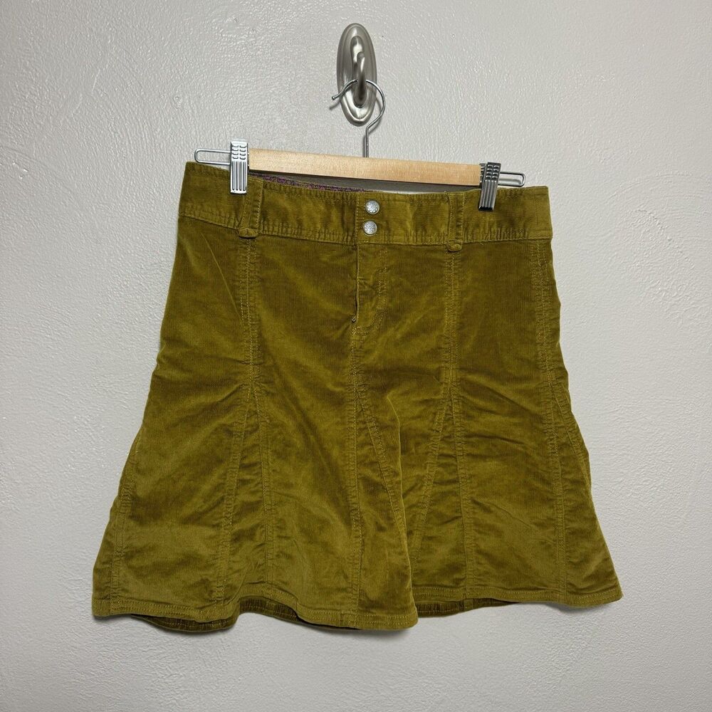 Athleta Womens Sz 2 Skirt Corduroy Flare Knee Length Golden Brown Pockets
